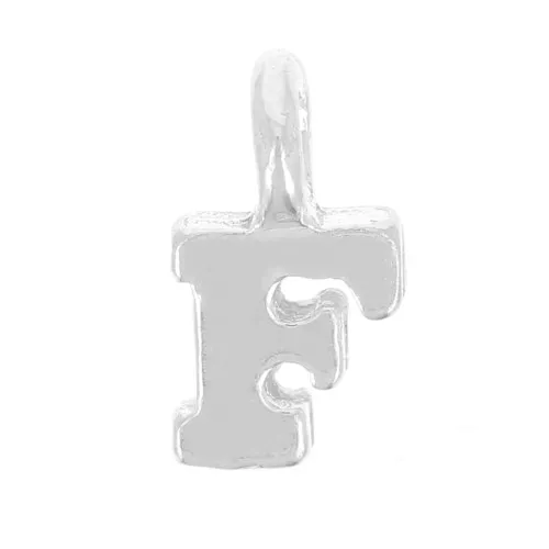 8mm 925 Sterling Silver Charm letter alphabet with closed ring - F x1