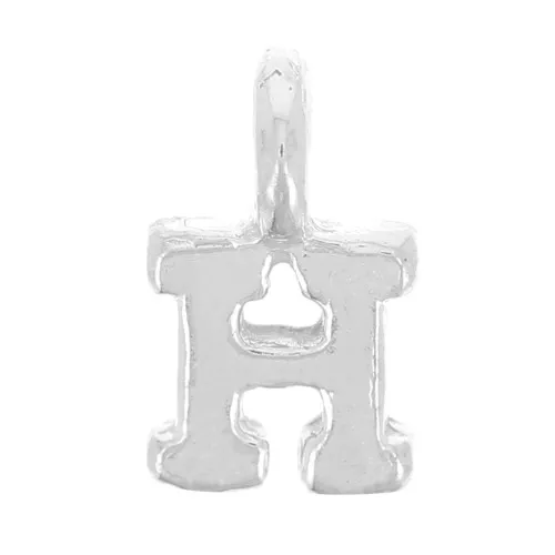 8mm 925 Sterling Silver Charm letter alphabet with closed ring - H x1