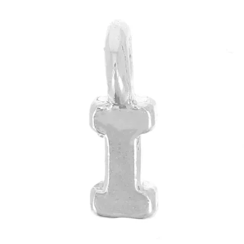8mm 925 Sterling Silver Charm letter alphabet with closed ring - I x1