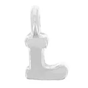8mm 925 Sterling Silver Charm letter alphabet with closed ring - L x1