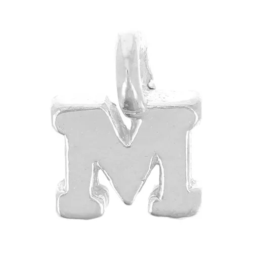 8mm 925 Sterling Silver Charm letter alphabet with closed ring - M x1