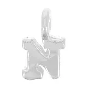 8mm 925 Sterling Silver Charm letter alphabet with closed ring - N x1