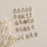 8mm 925 Sterling Silver Charm letter alphabet with closed ring - O x1