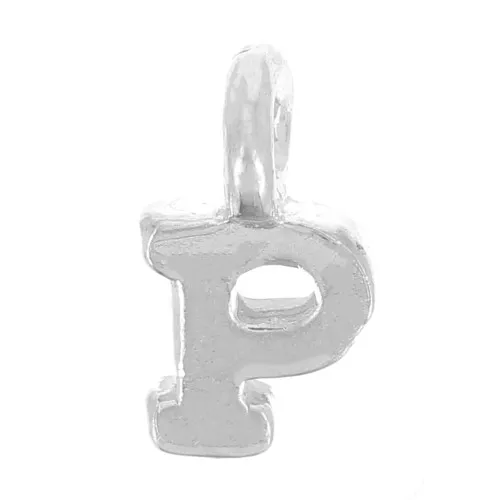 8mm 925 Sterling Silver Charm letter alphabet with closed ring - P x1