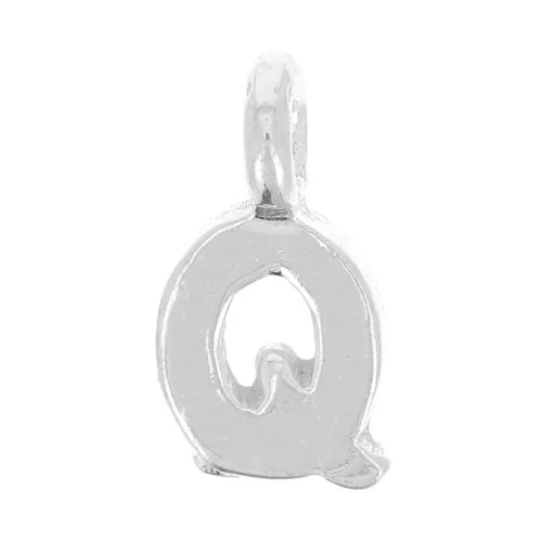 8mm 925 Sterling Silver Charm letter alphabet with closed ring - Q x1