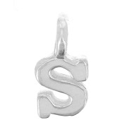 8mm 925 Sterling Silver Charm letter alphabet with closed ring - S x1|raw }}