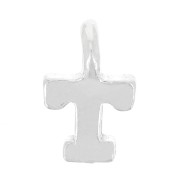 8mm 925 Sterling Silver Charm letter alphabet with closed ring - T x1