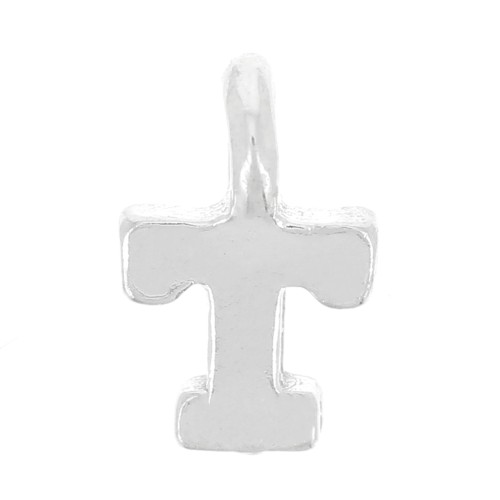 8mm 925 Sterling Silver Charm letter alphabet with closed ring - T x1