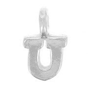 8mm 925 Sterling Silver Charm letter alphabet with closed ring - U x1