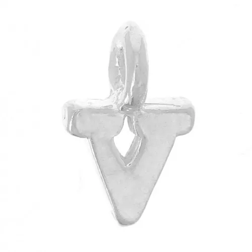 8mm 925 Sterling Silver Charm letter alphabet with closed ring - V x1