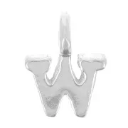 8mm 925 Sterling Silver Charm letter alphabet with closed ring - W x1