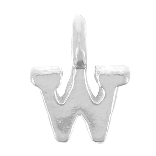 8mm 925 Sterling Silver Charm letter alphabet with closed ring - W x1