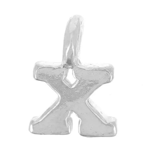 8mm 925 Sterling Silver Charm letter alphabet with closed ring - X x1
