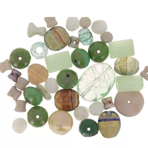 Czech glass beads assortment Jade x50g