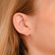 9x10mm Gold filled Hollow heart diamond effect earstuds x2