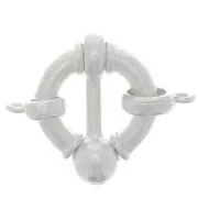 17mm Round clip clasp with closed ring - buoy style - Fine silver plating x1