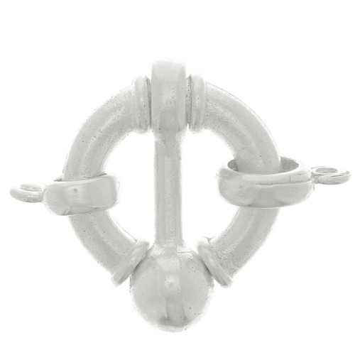 17mm Round clip clasp with closed ring - buoy style - Fine silver plating x1