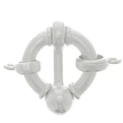 17mm Round clip clasp with closed ring - buoy style - Fine silver plating x1