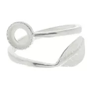 6mm 925 Sterling Silver Ring adjustable leaf set for cabochon flat bottom x1