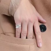 6mm 925 Sterling Silver Ring adjustable leaf set for cabochon flat bottom x1