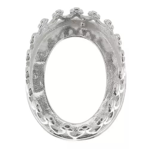 14x10mm 925 Sterling Silver Oval claw setting - crown decoration - for cabochon x1