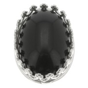 14x10mm 925 Sterling Silver Oval claw setting - crown decoration - for cabochon x1