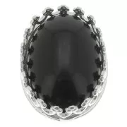 14x10mm 925 Sterling Silver Oval claw setting - crown decoration - for cabochon x1