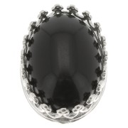 14x10mm Oval claw setting - crown decoration - for cabochon - Fine silver plating