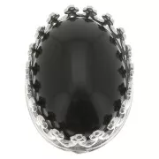 14x10mm Oval claw setting - crown decoration - for cabochon - Fine silver plating