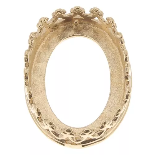 14x10mm Oval claw setting - crown decoration - for cabochon - Fine Gold Plated x1