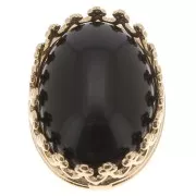 14x10mm Oval claw setting - crown decoration - for cabochon - Fine Gold Plated x1