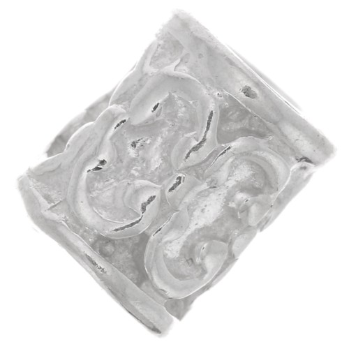 6x4.5mm 925 Sterling Silver Worked Straight Tube Bead x1