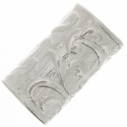 9x5mm Straight worked tube bead - Fine Silver plating x1