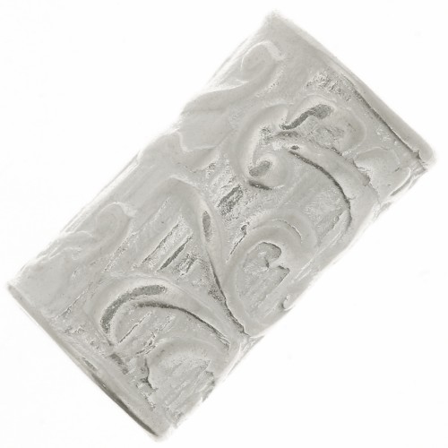 9x5mm Straight worked tube bead - Fine Silver plating x1