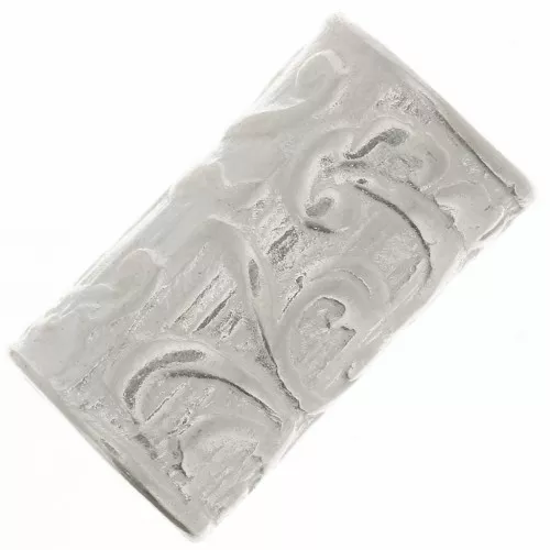 9x5mm Straight worked tube bead - Fine Silver plating x1