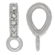 16x5mm Rhinestone Pendant Attachment with Closed Ring - Rhodié - Crystal x1
