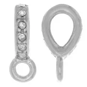 16x5mm Rhinestone Pendant Attachment with Closed Ring - Rhodié - Crystal x1