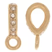 16x5mm Rhinestone Pendant Attachment with Closed Ring - Gold - Crystal x1