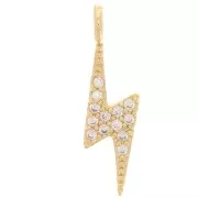 19x5mm Zircon Lightning Charm - Gold Tone - Crystal x1