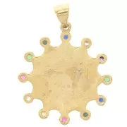 22mm Blue eye pendant with zirconium oxide and epoxy resin - Gold Tone - White x1
