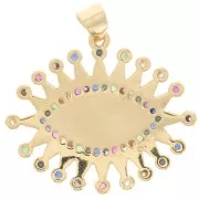 23x27mm Eye pendant with zirconium oxide and epoxy resin - Gold - Multicoloured x1