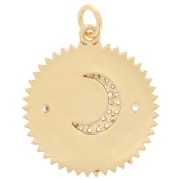 20mm Round pendant moon pattern with zirconium oxide & epoxy resin White x1