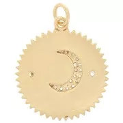 20mm Round pendant moon pattern with zirconium oxide & epoxy resin White x1