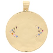 23mm Round pendant with zirconium oxide & epoxy resin - eye pattern - Gold - Blue x1