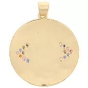 23mm Round pendant with zirconium oxide & epoxy resin - eye pattern - Gold - Blue x1