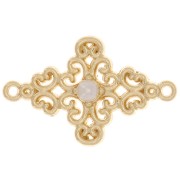 19x12mm Diamond shaped connector with imitation mother of pearl - Gold Tone x1|raw }}