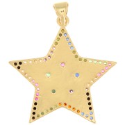 28x27.5mm Star pendant with zirconium oxide & epoxy resin - Gold - Multicoloured x1