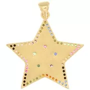 28x27.5mm Star pendant with zirconium oxide & epoxy resin - Gold - Multicoloured x1