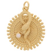 25x22mm Round worked pendant - snake pattern - with zirconium oxide - Gold Tone x1|raw }}