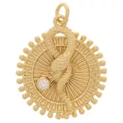 25x22mm Round worked pendant - snake pattern - with zirconium oxide - Gold Tone x1
